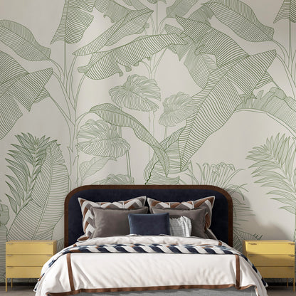 Line and Dine tropical wallpaper
