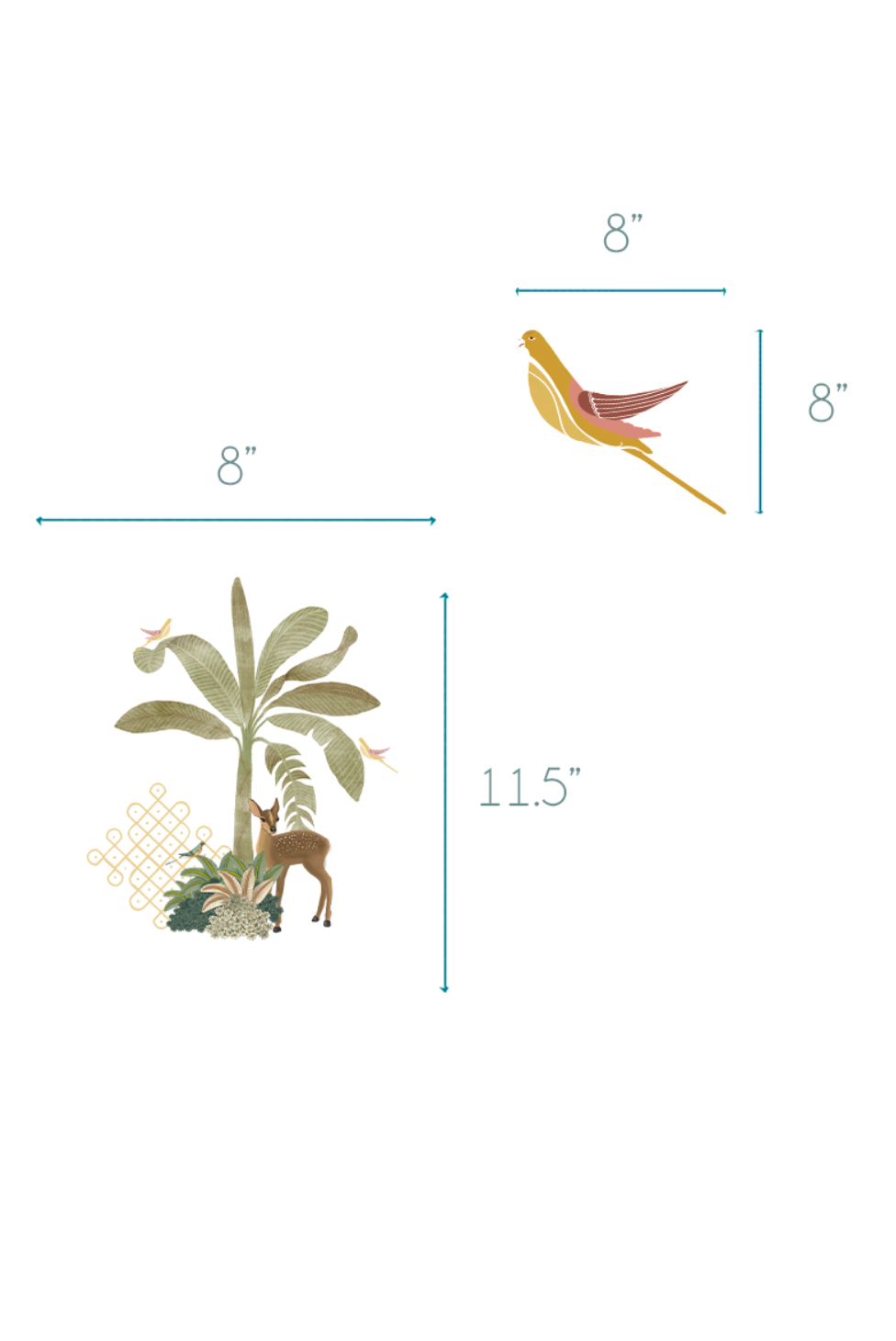 Dear Wall, Bird says Hi - Deer motif 8 , Bird motifs 8